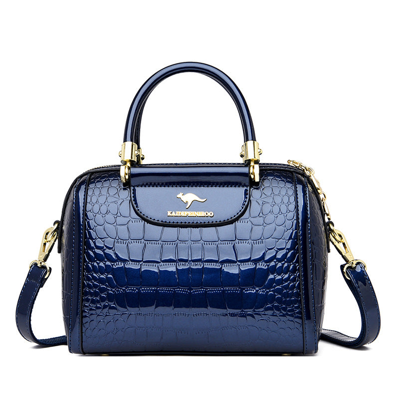 Women's Shiny Patent Leather Crossbody Shoulder Bag – Spacious PU Handbag