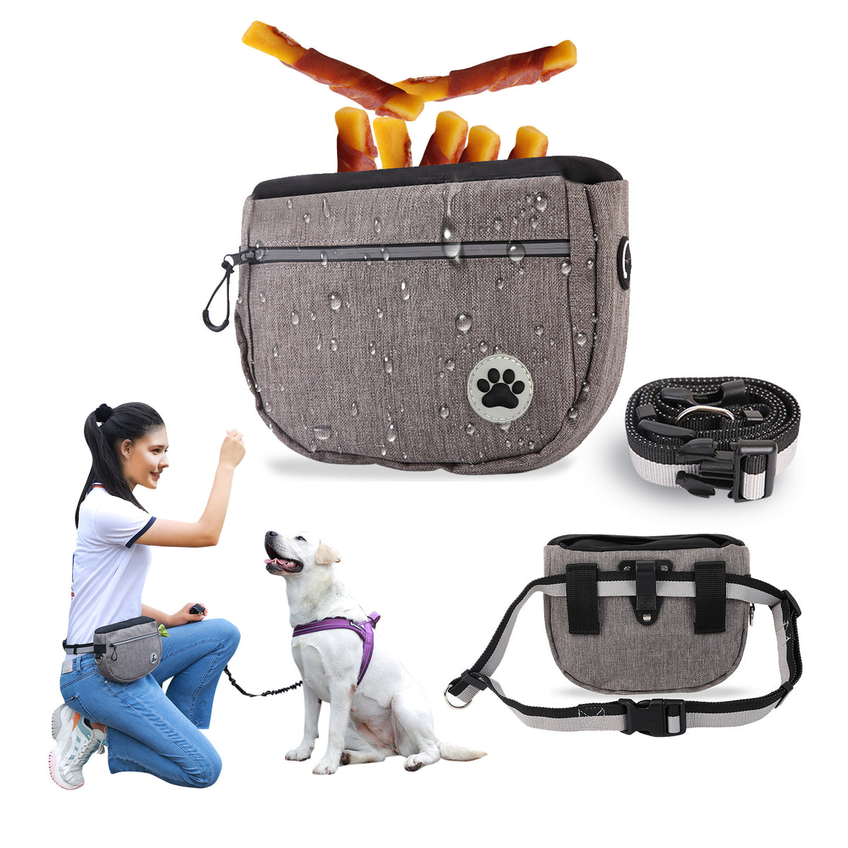 Dog Training Treat Bag – Portable Oxford Snack Pouch for Walks & Outings