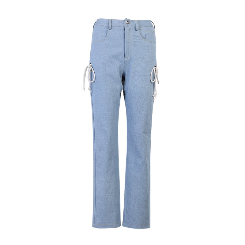 Women’s High-Waisted Straight-Leg Jeans – Polyester-Cotton Blue Denim, S–L