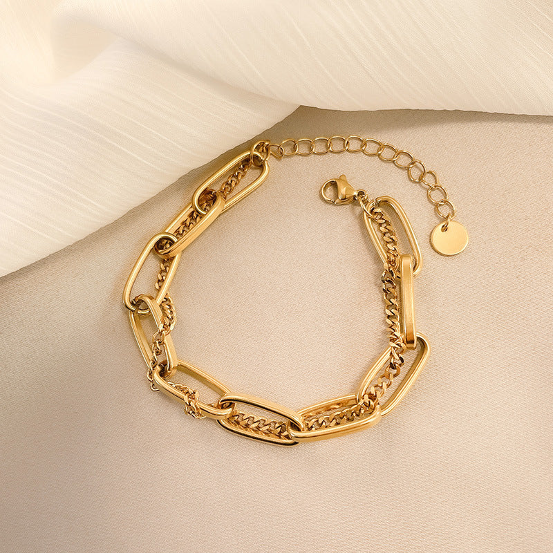 Women’s Double Layer Thick Chain Bracelet – Bold Layered Statement Jewelry