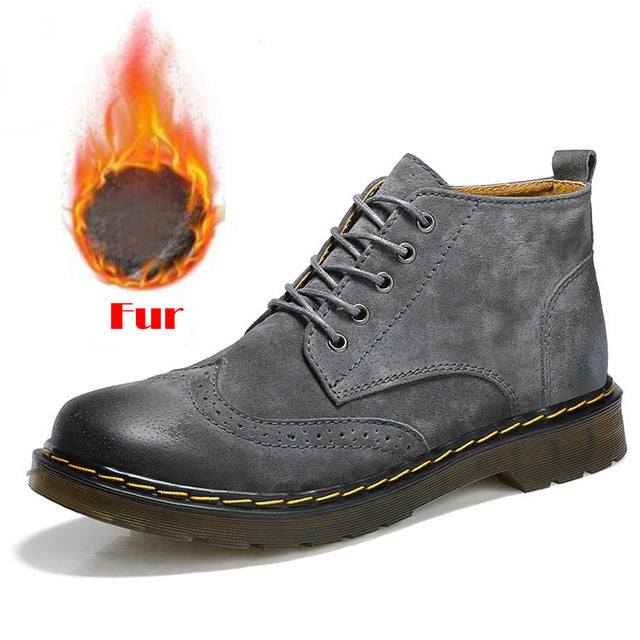 Men’s Genuine Leather Ankle Boots – Vintage Casual Fashion Footwear