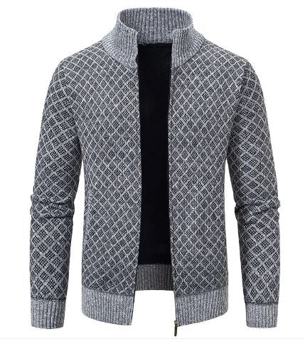 Men’s Fleece Stand Collar Cardigan Sweater Coat – Thick Slim-Fit Fall & Winter Layer, 5 Colors, M–3XL
