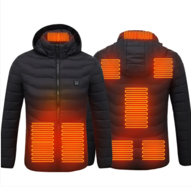 Heat Core Men’s USB Heated Winter Jacket – 3-Level Carbon Fiber Heating Jacket, 3 Colors, S–6XL