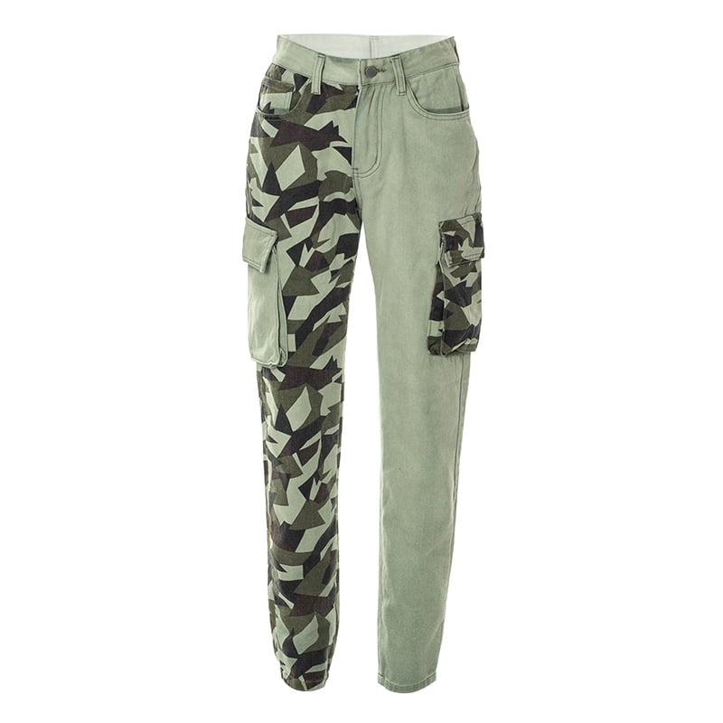 Women’s Colorblock Slim-Fit Camo Jeans – Cotton Stretch Camouflage Pencil Pants, S–L