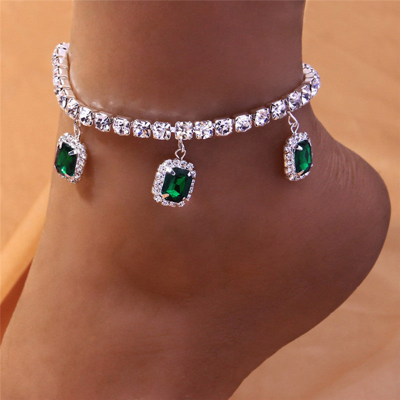 Versatile Green Crystal Beach Anklet - Fashion Trend