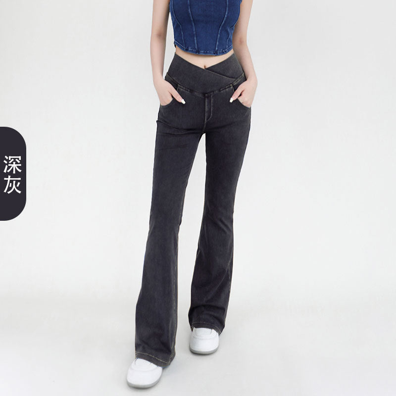 Women’s High-Waisted Flared Jeans – Super Stretch Cross-Pocket Bootcut Denim, S–XXL