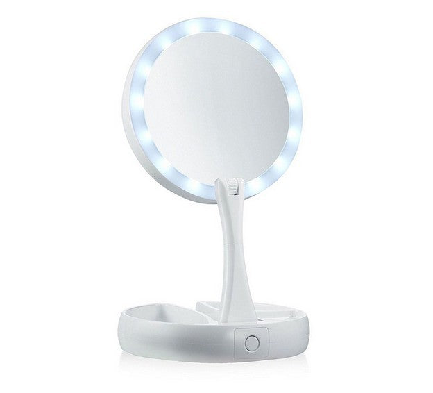 Lighted Folding Makeup Mirror
