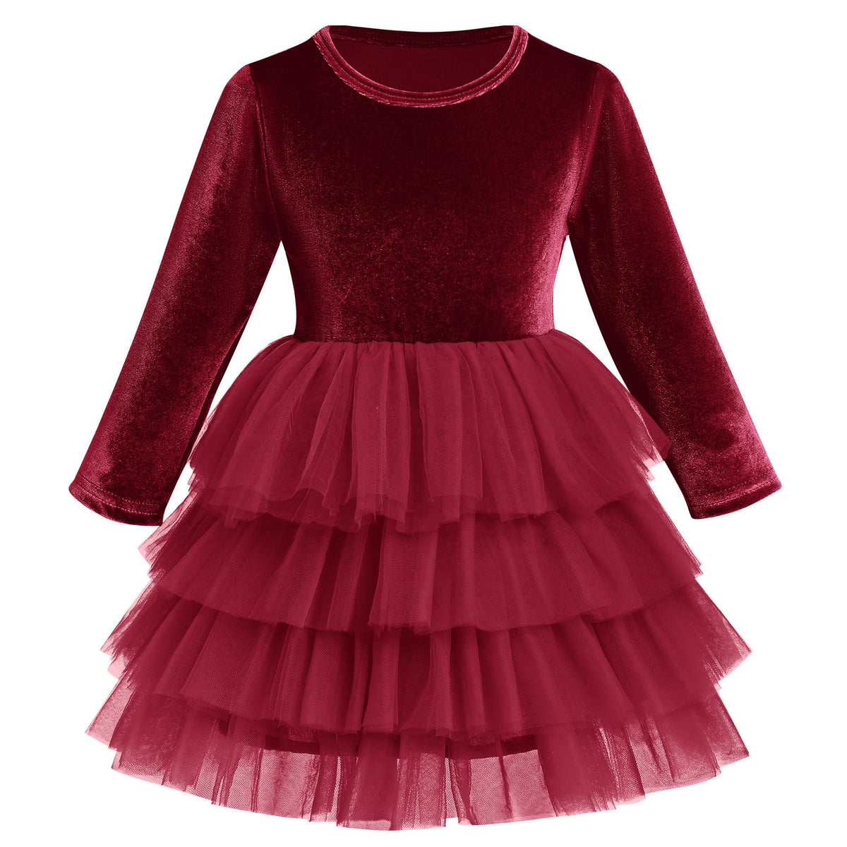 Burgundy Velvet Tutu Dress – Toddler Girls Christmas & Fall Winter Party Dress