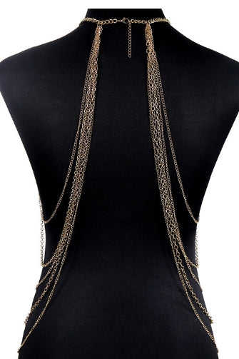 Women’s Gold Multi-Layer Tassel Body Chain Necklace – Lightweight Statement Jewelry