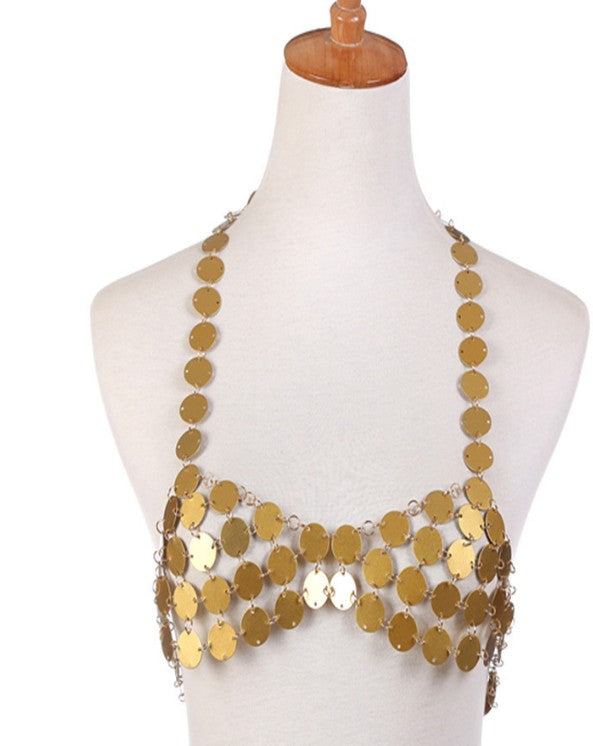 Women’s Sequin Body Chain Necklace – Shimmering Bikini Beach & Festival Jewelry, 3 Colors