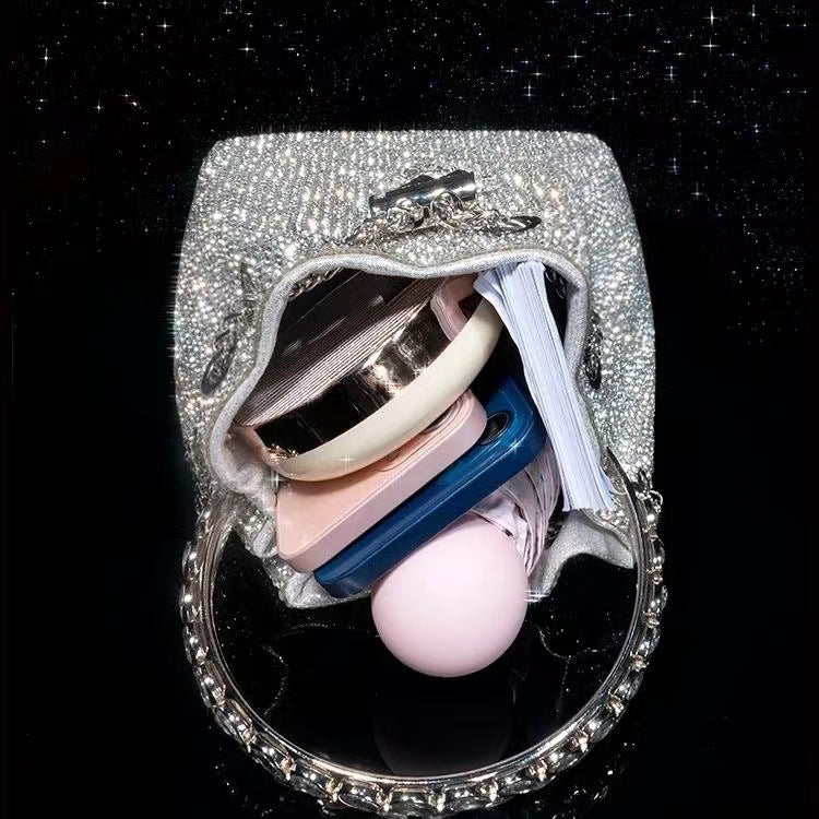 Shiny Diamond Bucket Bag for Women – Sparkling Rhinestone Shoulder & Handheld Evening Bag