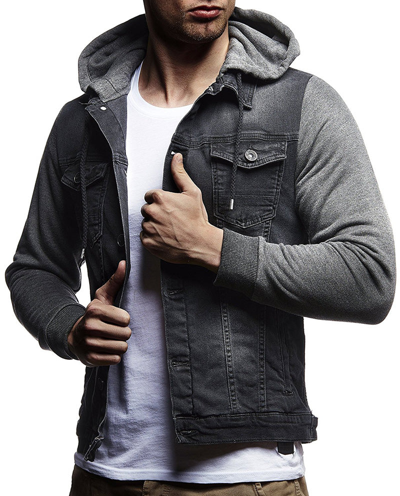 Men’s Casual Knitted Hooded Denim Jacket – USA