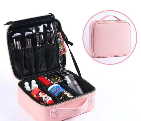 Women's Beauty Storage Bag – Multi-Layer Leather Cosmetic Organizer