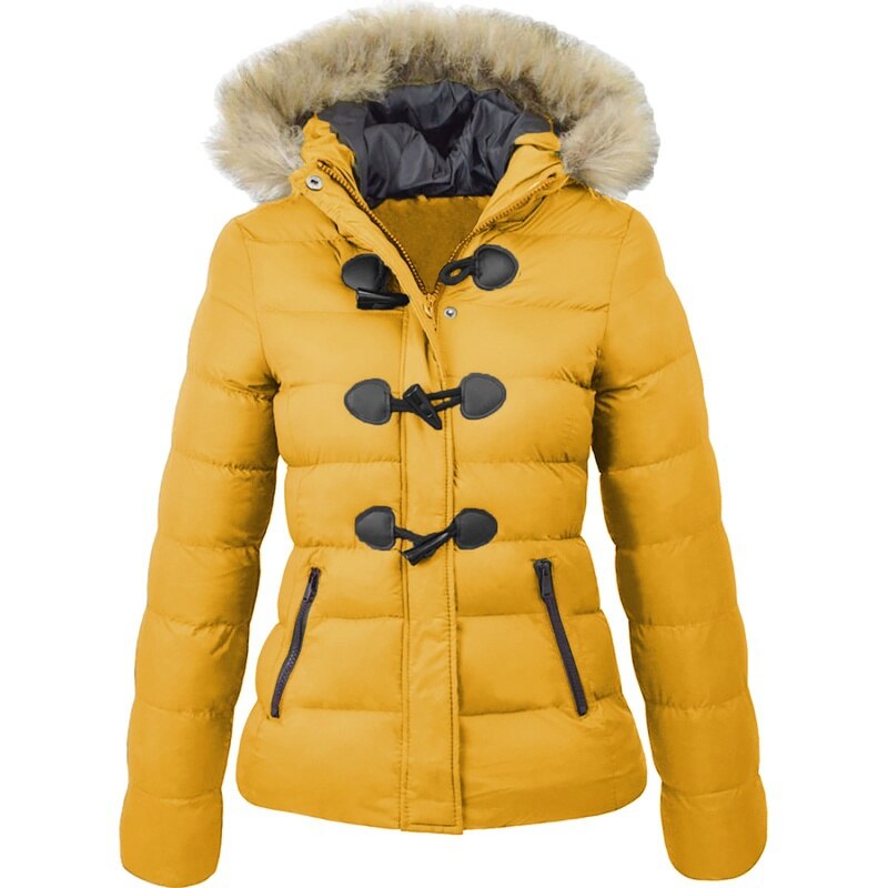 Women’s Horn Buckle Cotton Blend Coat – Mid-Length Casual Jacket, S–3XL