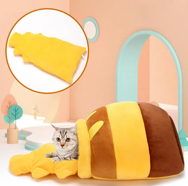 Honey Pot Pet Bed – Cozy All-Season Plush Nest for Cats & Small Dogs