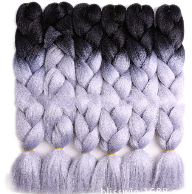 Jumbo Braided Wig for Women – Black Gradient High-Heat Synthetic Braids, 64 Colors