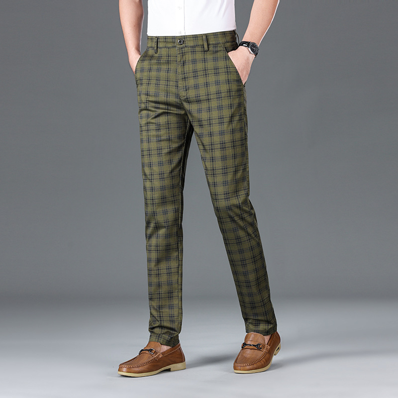 Men’s Stripe Plaid Casual Pants – Modern Checkered Trousers