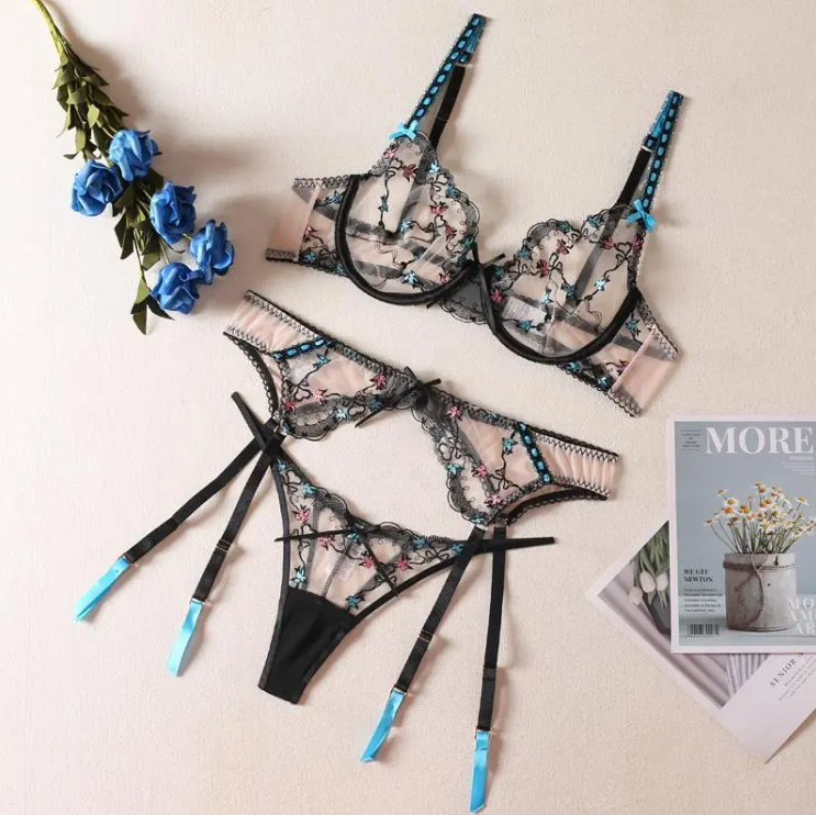 Ultra-Thin Lace Bra Set for Women – Lightweight Elegant Lingerie