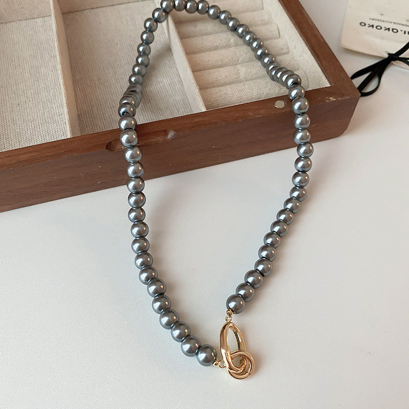 Korean Vintage Pearl Tassel Floral Bow Choker Necklace