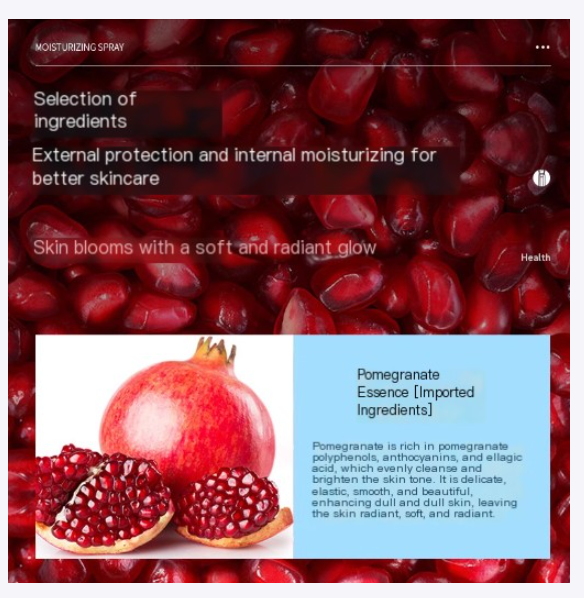Pomegranate Moisturizing Spray for Lightweight Makeup