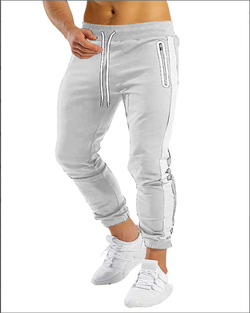 Men’s Running Fitness Trousers – Side Contrast Velcro Athletic Pants