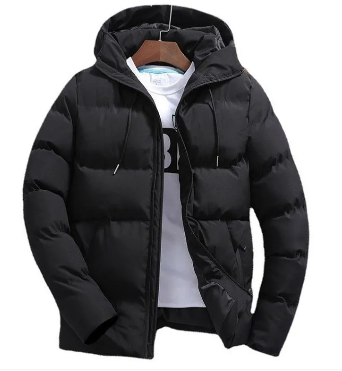 Men’s Cotton-Padded Hooded Jacket – Fitted Zip-Up Warm Casual Coat, 4 Colors, M–4XL