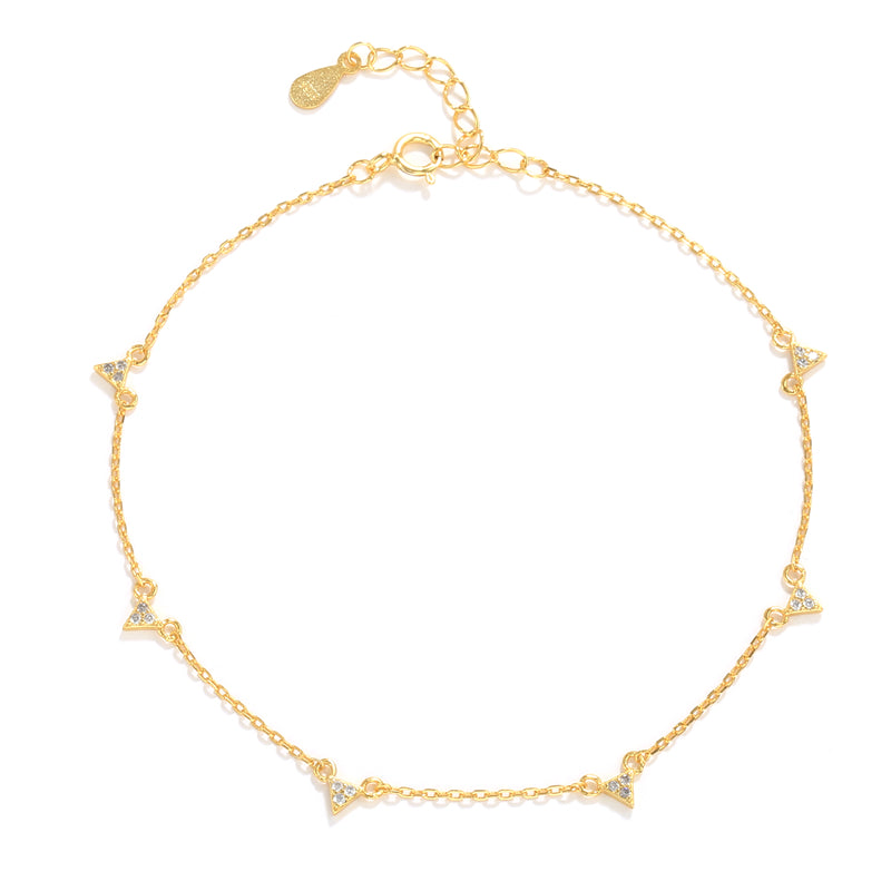 Sterling Silver Diamond Anklet with Small Accessories