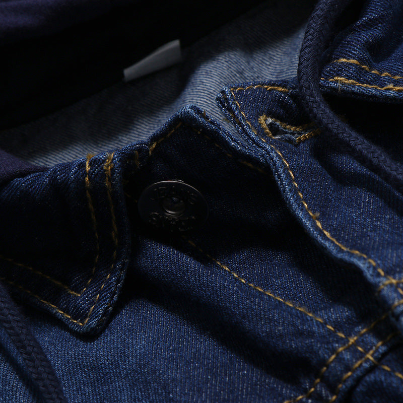 Men’s Casual Knitted Hooded Denim Jacket – USA