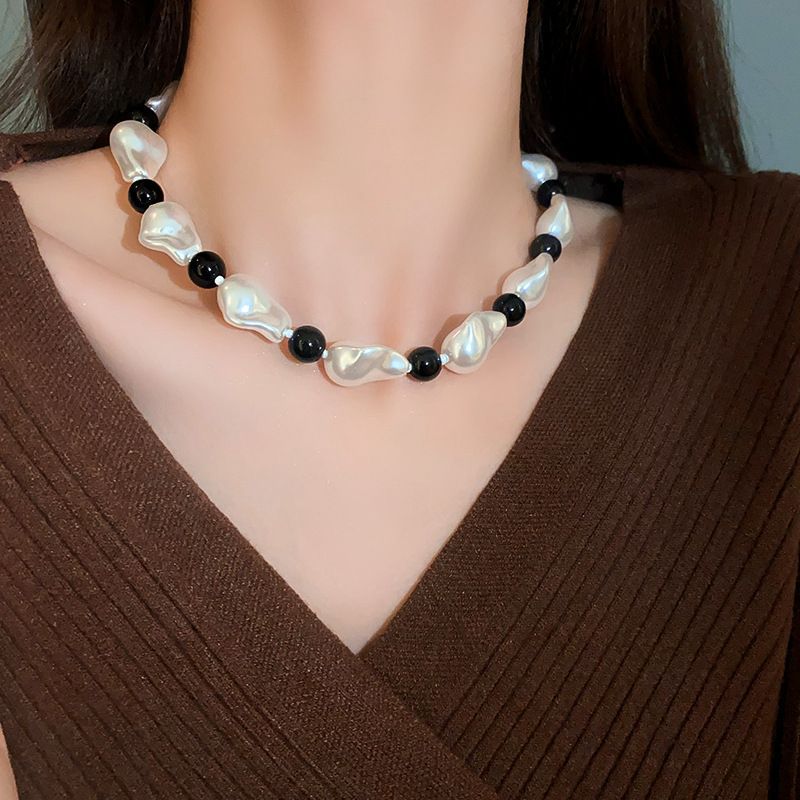 Korean Vintage Pearl Tassel Floral Bow Choker Necklace