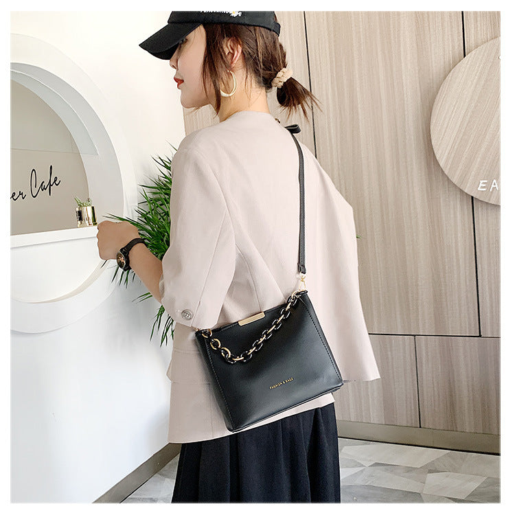 Solid Color PU Leather Tote Bag for Women – Compact Bucket Shoulder & Crossbody Bag