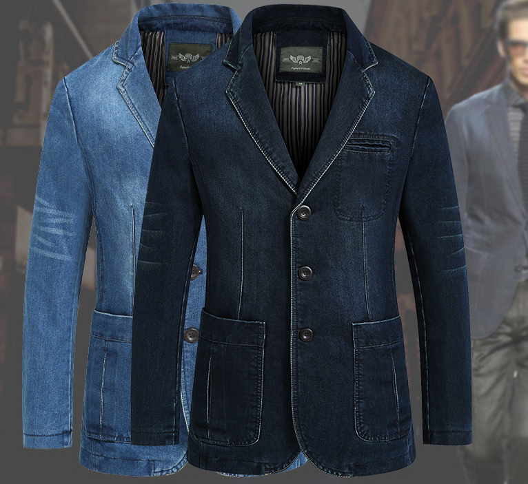 Men’s Smart Casual Cotton Denim Blazer – Slim Fit Lightweight Jacket, M–4XL