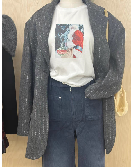 Christmas Tree Print T-Shirt for Women (Autumn/Winter)