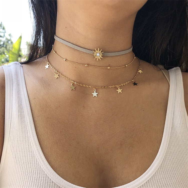 Layered Star Necklace Choker