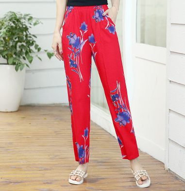 Women’s Loose High-Waist Casual Pants – Lightweight Cropped Straight-Leg Harem Trousers, XL–5XL