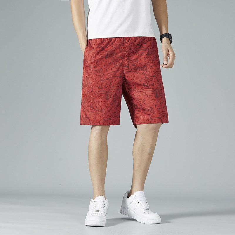 Men’s Printed Cotton Loose Cropped Trousers – Relaxed Casual Summer Pants