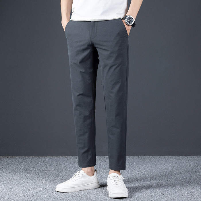 Men’s Slim Fit Cropped Suit Pants – Business Casual Ankle Trousers