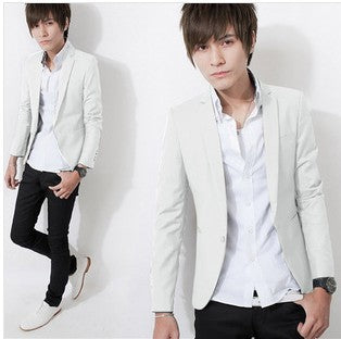 Men’s Korean Slim Fit Blazer – Single Button Smart Casual Suit Jacket, M–3XL