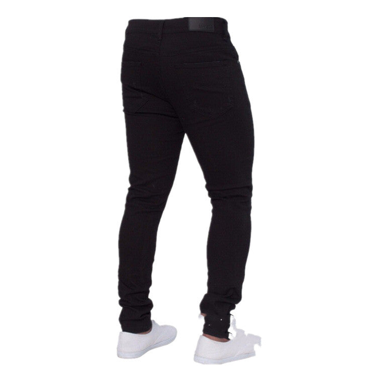 Men’s Ripped White Denim Jeans – Casual Distressed Trousers – USA