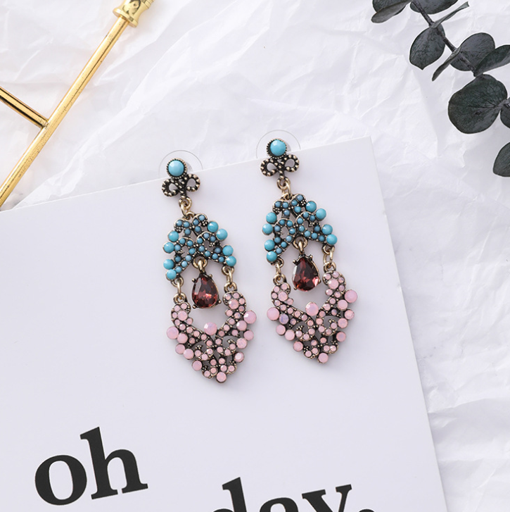 Floral Water Drop Earrings for Women – Elegant Flower Dangle Jewelry