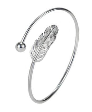 925 Plated Vintage Feather Bracelet for Women