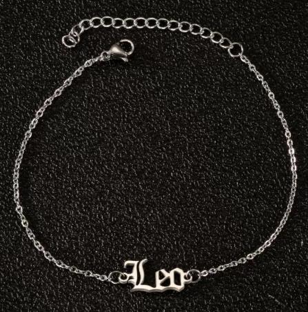 Stainless Steel Zodiac Anklet with Rhinestones