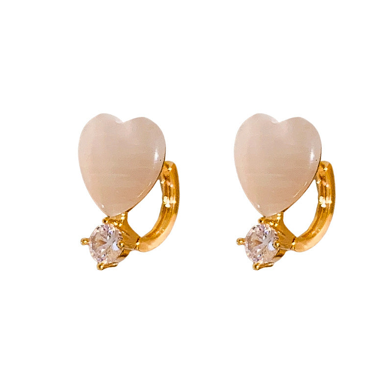 Cat’s Eye Heart Earrings – Chic Rhinestone Gold-Tone Fashion Jewelry