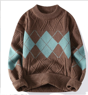 Men’s Colorful Knit Sweater – Unique Collar Design & Modern Casual Style – USA