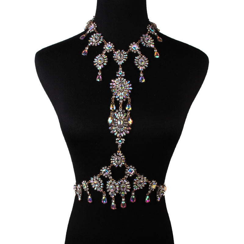 Women’s Multi-Layer Rhinestone Body Chain Necklace – Geometric Statement Jewelry, 6 Colors