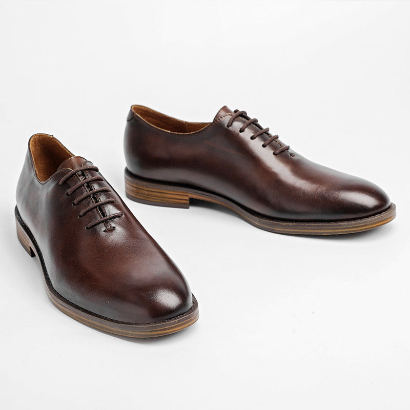 Men’s British Retro Polished Dress Shoes – Classic Low-Cut Business Footwear