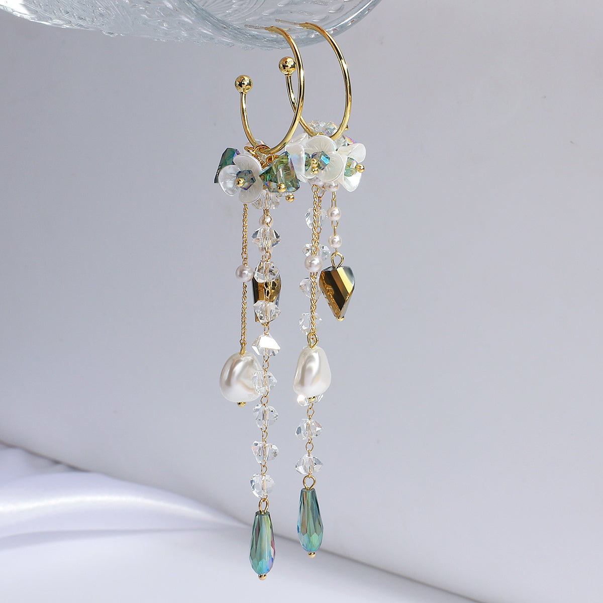Korean Flower Pearl Earrings – 925 Silver Needle Floral Drop Jewelry