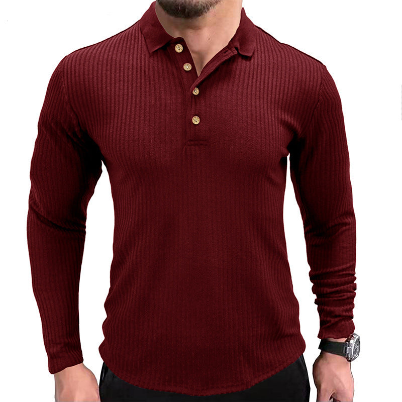 Men’s Cotton Blend Long Sleeve Polo Shirt – Classic Lapel Smart Casual Top, S–2XL