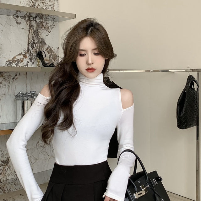 Slim Long Sleeve Turtleneck T-shirt for Women