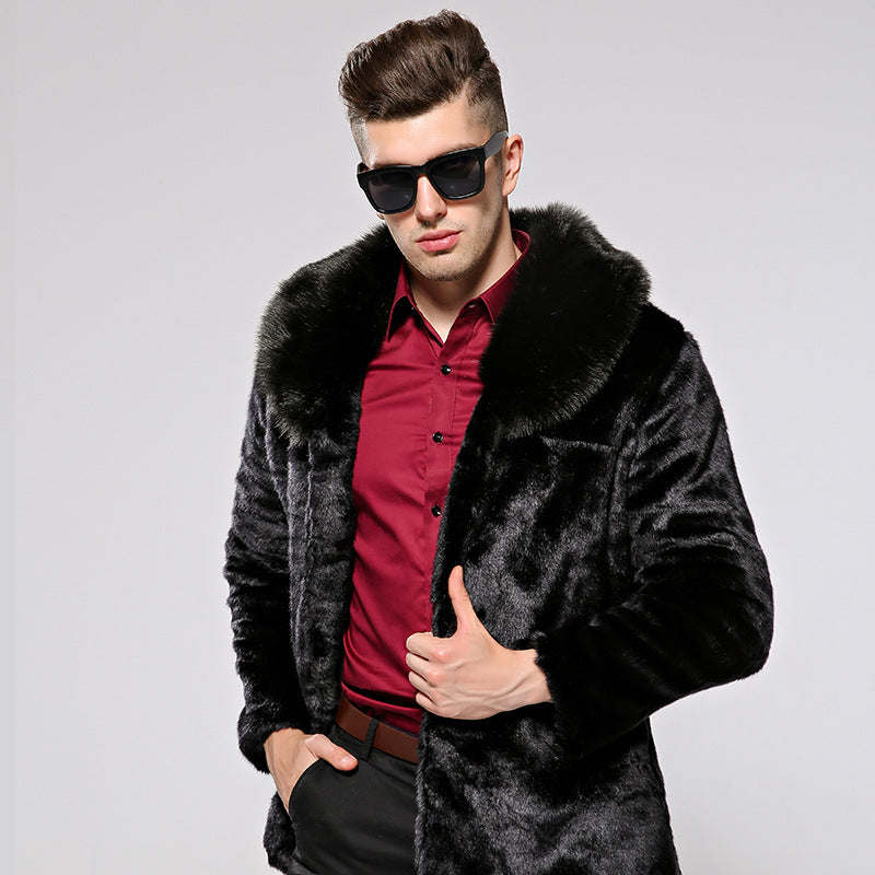 Men’s Faux Fur Winter Coat – Plush Warm Casual Jacket for Cold Weather