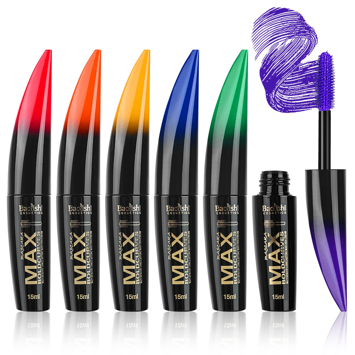 Rainbow Color Mascara Set – 6 Shades Waterproof Curling & Volumizing Lash Makeup